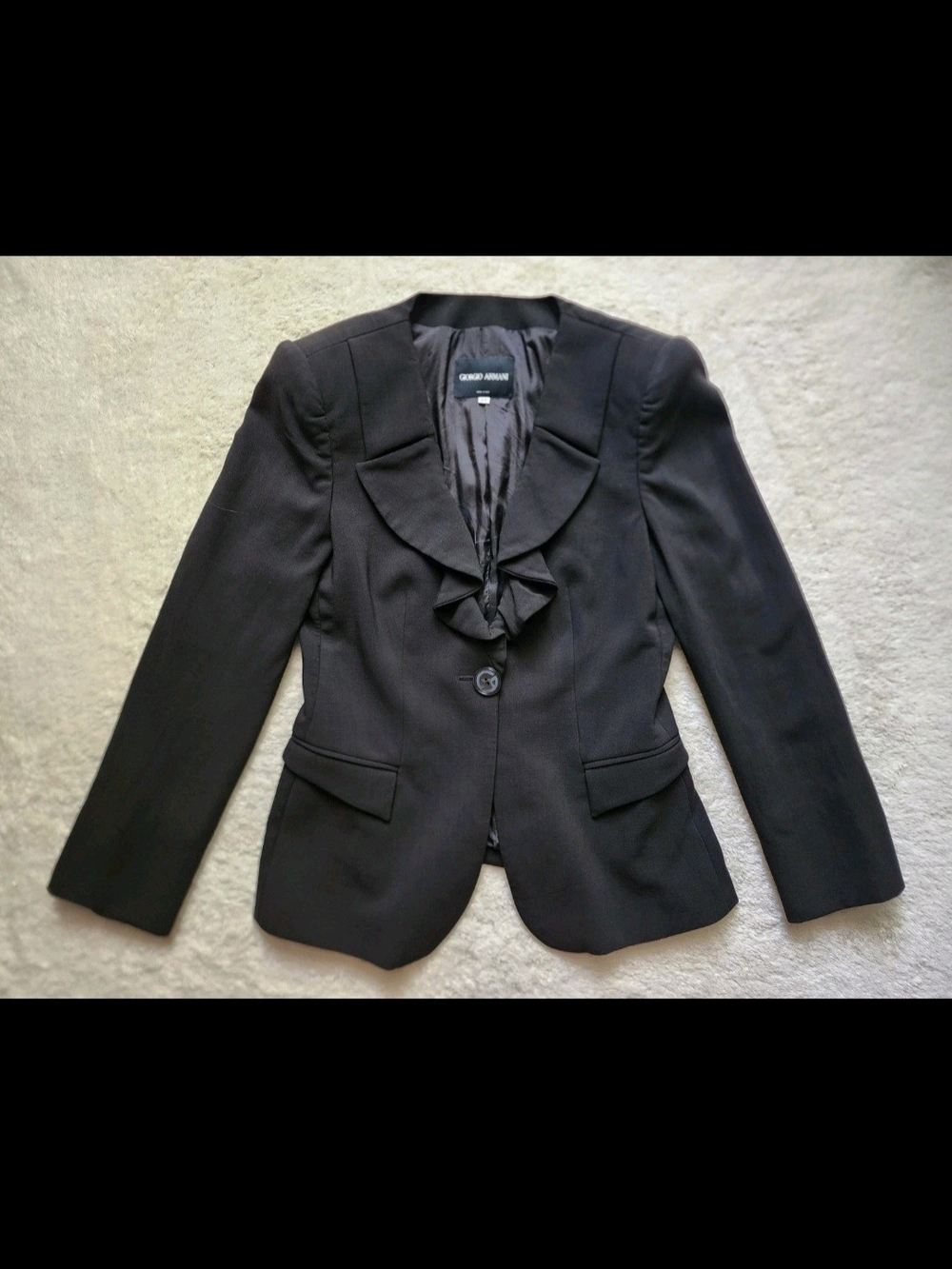 Giorgio Armani Vintage Women's Black 100% New Wool One-Button Blazer Jacket 42